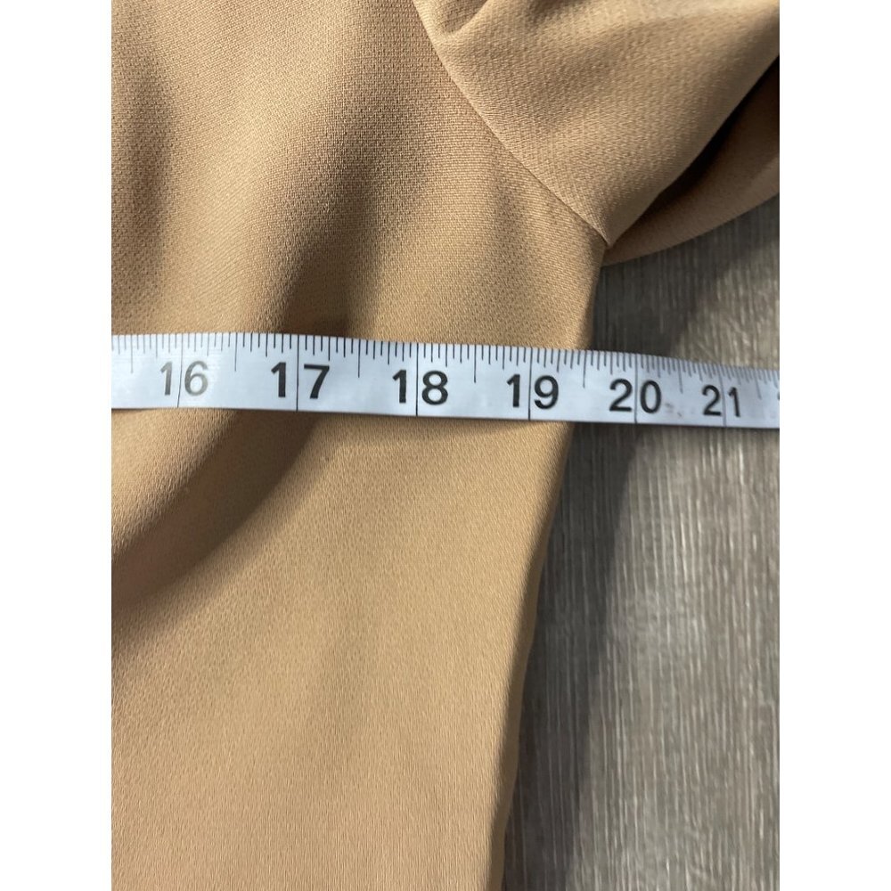 Vintage 90s Larry Levine Tan Three Button Suit Jacket Blazer Sz 6 - Picture 8 of 10